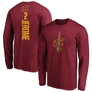 Men's Cleveland Cavaliers Ty Jerome Maroon Backer Long Sleeve T-Shirt