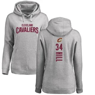 Women's Cleveland Cavaliers Tyrone Hill Branded Ash Backer Pullover Hoodie